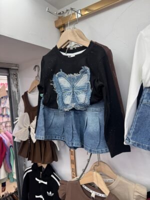 2 Piece Denim Outfit For Girls - A